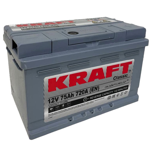 Аккумулятор автомобильный KRAFT 75 R низк. 