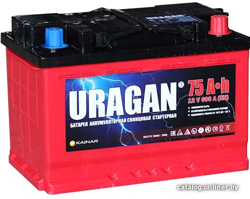 Аккумулятор автомобильный URAGAN 75 R+ 