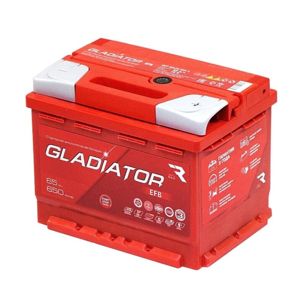 Аккумулятор автомобильный GLADIATOR EFB 65 R 