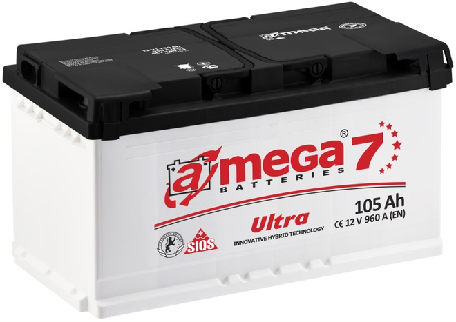 Аккумулятор автомобильный A-mega Ultra 105 R 
