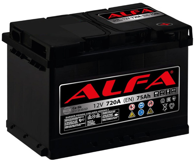 Аккумулятор автомобильный ALFA Hybrid 75 R 