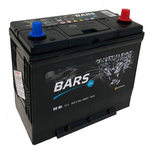 Аккумулятор автомобильный BARS Asia 50 JR тонкие клеммы с бортом 