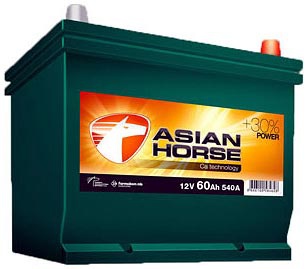 Аккумулятор автомобильный Asian Horse 45 JR борт,тонк.кл. 