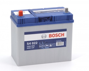 Аккумулятор автомобильный Bosch S4 Asia Silver 45 JL тонк.клеммы 