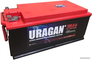 Грузовой аккумулятор URAGAN 190 R+ под болт, корпус FLAT с бортами 